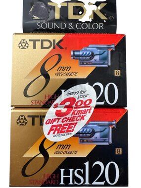 TDK 8mm Video Cassette HS120 High Standard 2-Pack NIP Camcorder